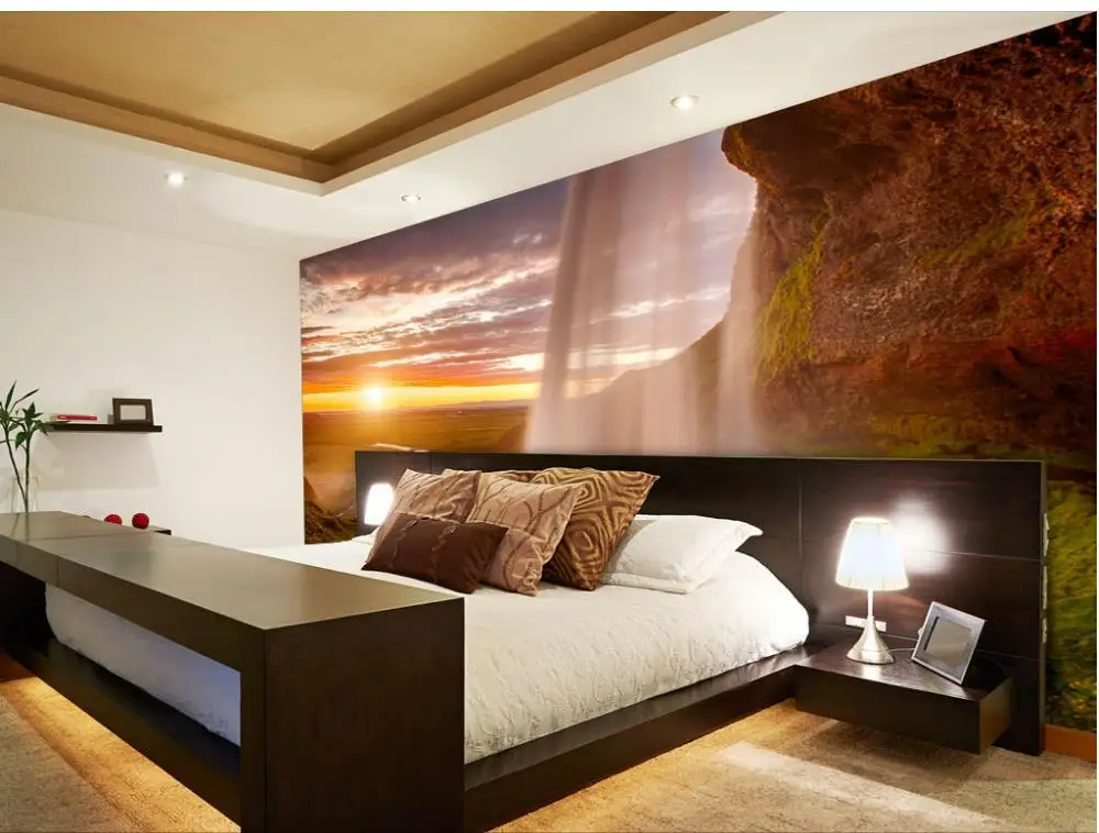 3d mural wallpaper Alpine landscape waterfalls landscape wallpaper