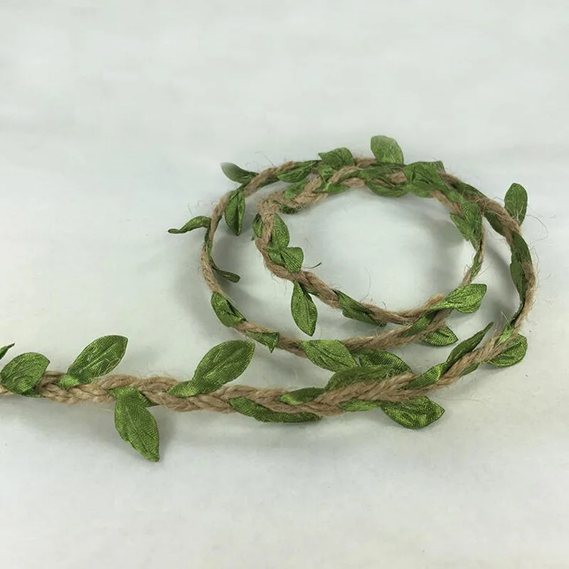 2M Jute Twine Wax String Leaves Ribbon Leaf Rustic Belt Strap Floristry