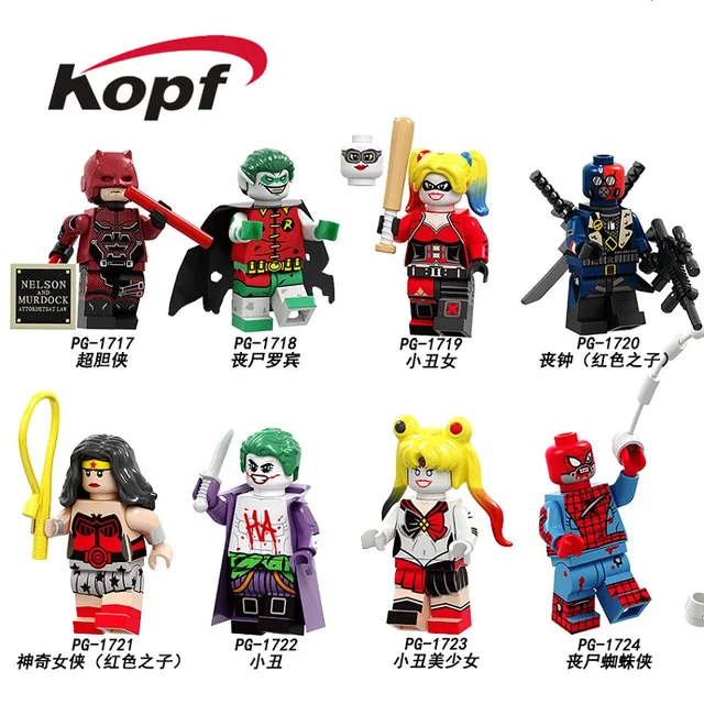 Best Price Legoed Building Blocks Daredevil Zombie Robin Deathstroke Wonder Woman Harley Quinn Figures Learning For Children Toys PG8196