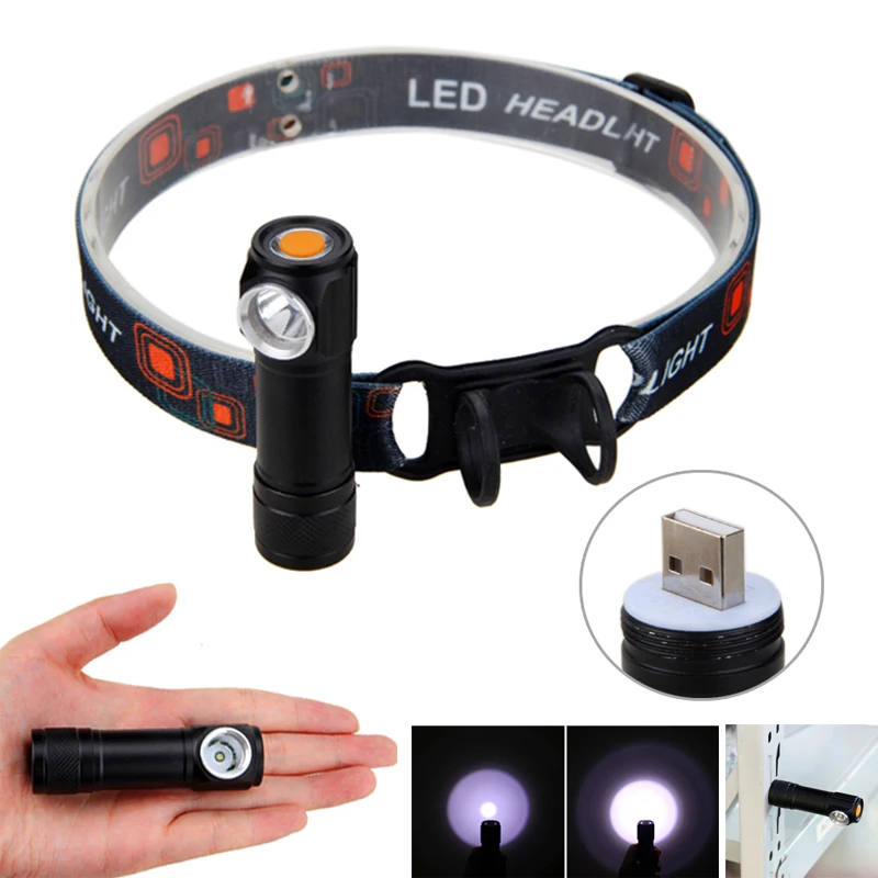 

USB Rechargeable LED Headlamp Detachable Lantern 3 Modes 1000 lumens Head Torch Flashlight+Headband Work light Headlight+Battery
