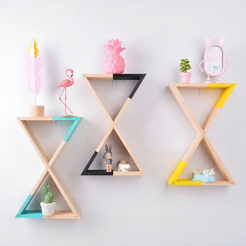 

Nordic Design Wooden Triangular Funnel Wall Shelf Decorative Hanging Rack For Sundries Nursery Baby Room Home Decor 42.5*20cm