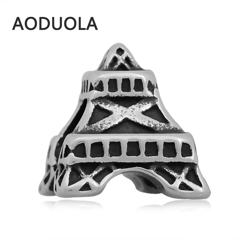 

2Pcs Lot Stainless Steel Eiffel Tower Charm Beads DIY Big Hole Charms Bead for Jewelry Making Fit For Pandora Bracelet