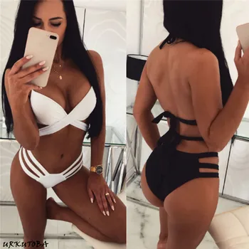 

Women Bikini Set Bandage Push-Up Padded Swimwear Swimsuit Bathing Brazilian Hollow Out Bra High Waist Bathing Swimsuit Tankini