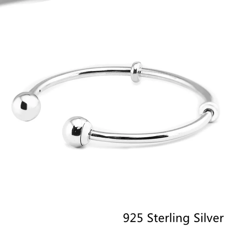 

Authentic 925 Sterling Silver Open Bangle Moments Silver European Style Lady Bangle For Women Fashion Unique Charms Gift