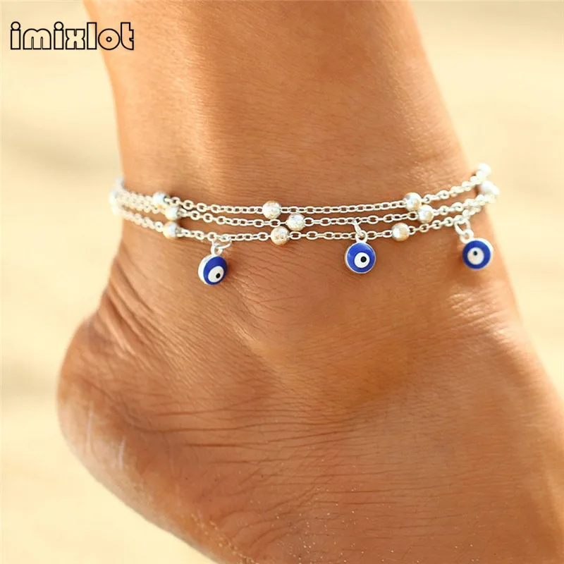 

Tornozeleira Turkish Evil Eyes Beads Anklets For Sandals Pulseras Tobilleras Mujer Pendant Anklet Bracelet Foot Jewelry