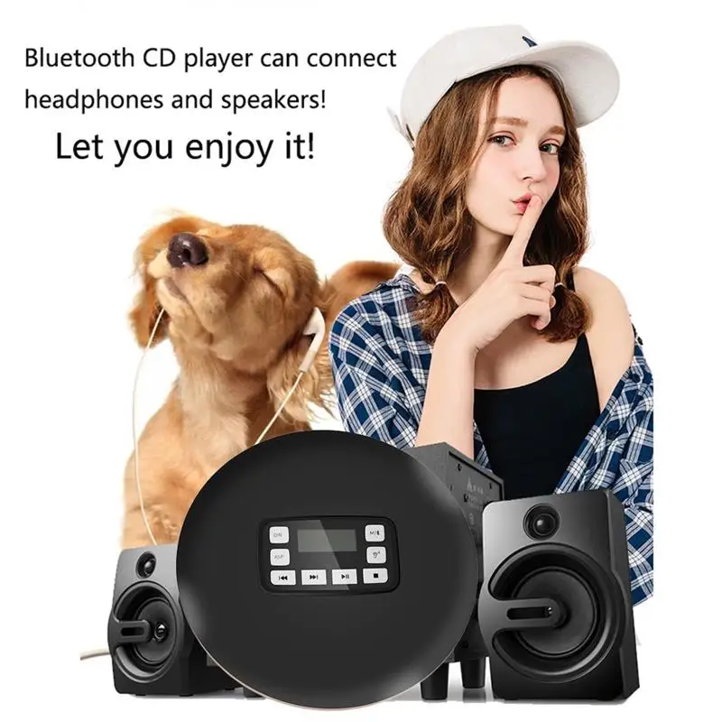 Портативный Bluetooth CD-плеер со светодио дный ным дисплеем/разъемом для наушников Анти-Скип Защита Анти-шок персональный CD музыкальный дисковый плеер