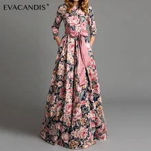 Длинное платье с цветочным принтом, вечерние платья с длинными рукавами, летние элегантные платья в стиле бохо, корейские винтажные большие розовые платья больших размеров, женские платья