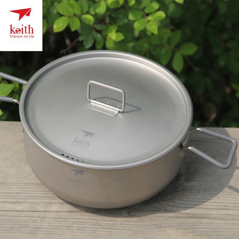 Keith titanio de conjuntos de ollas de cocina tazones grandes acampar al aire libre conjunto para 4-5 personas mucho Picnic utensilios de cocina vajilla conjunto de Ti6201