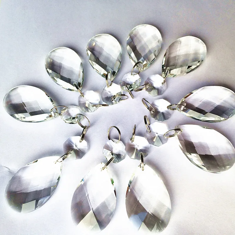 10 шт. 38 мм прозрачное стекло люстры кристалл призмы часть, подвеска в форме капель воды+ Бусины гирлянда Висячие шторы аксессуары украшения