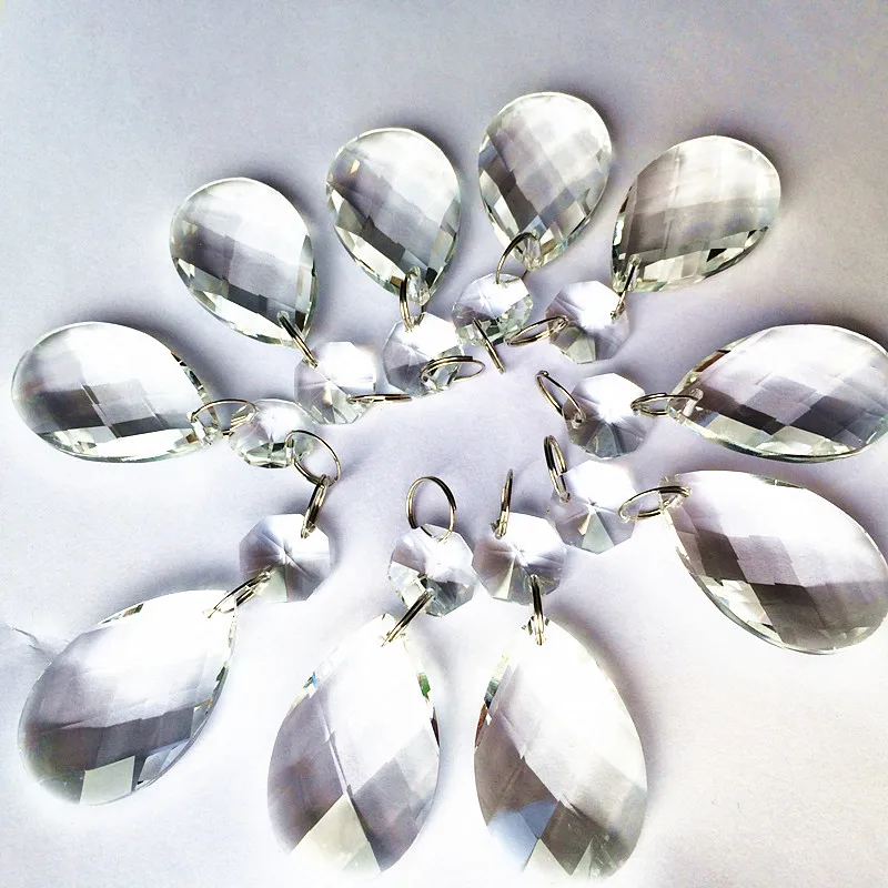 

10Pcs 38mm Clear Chandelier Glass Crystal Prisms Part,Water Drops Pendant+Beads Garland Hanging Curtain accessories Decoration