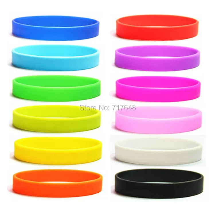 100pcs 12colors Blank Plain Simple Wristband Silicone Bracelets free