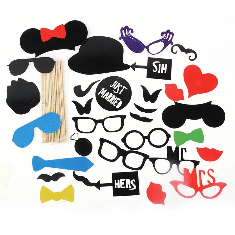 

31PCS DIY Masks Photo Booth Props Mustache Stick Wedding Birthday Party New