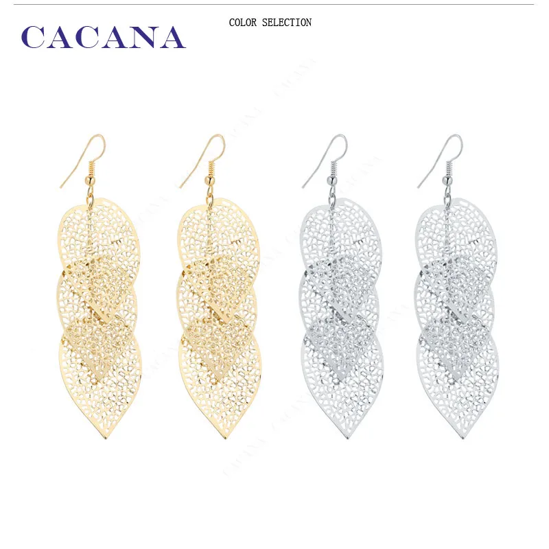 CACANA Dangle Long Earrings For Women Peach Heart Leaves Fashion Bijouterie Hot Sale No.A303 A304