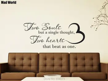 

Two Souls But a Single Thought Hearts Beat As One Wall Art Sticker Wall Decals Home DIY Decoration Removable Decor Wall Stickers