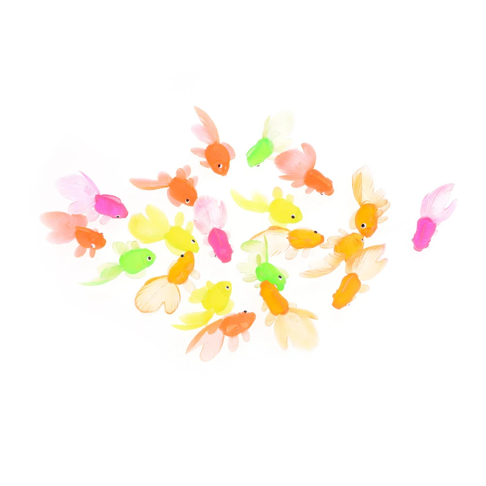 

Wholesale 20pcs/pack mini colorful Plastic Simulation vivid Small Goldfish Soft Rubber Gold Fish Random Color 4cm