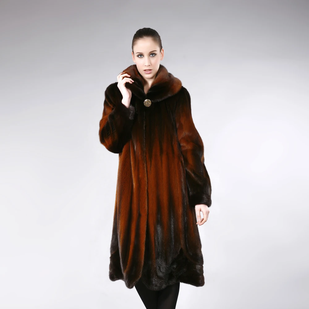 Plus size bust 113cm Ladies' mink fur overcoat,Noble Elegant quality