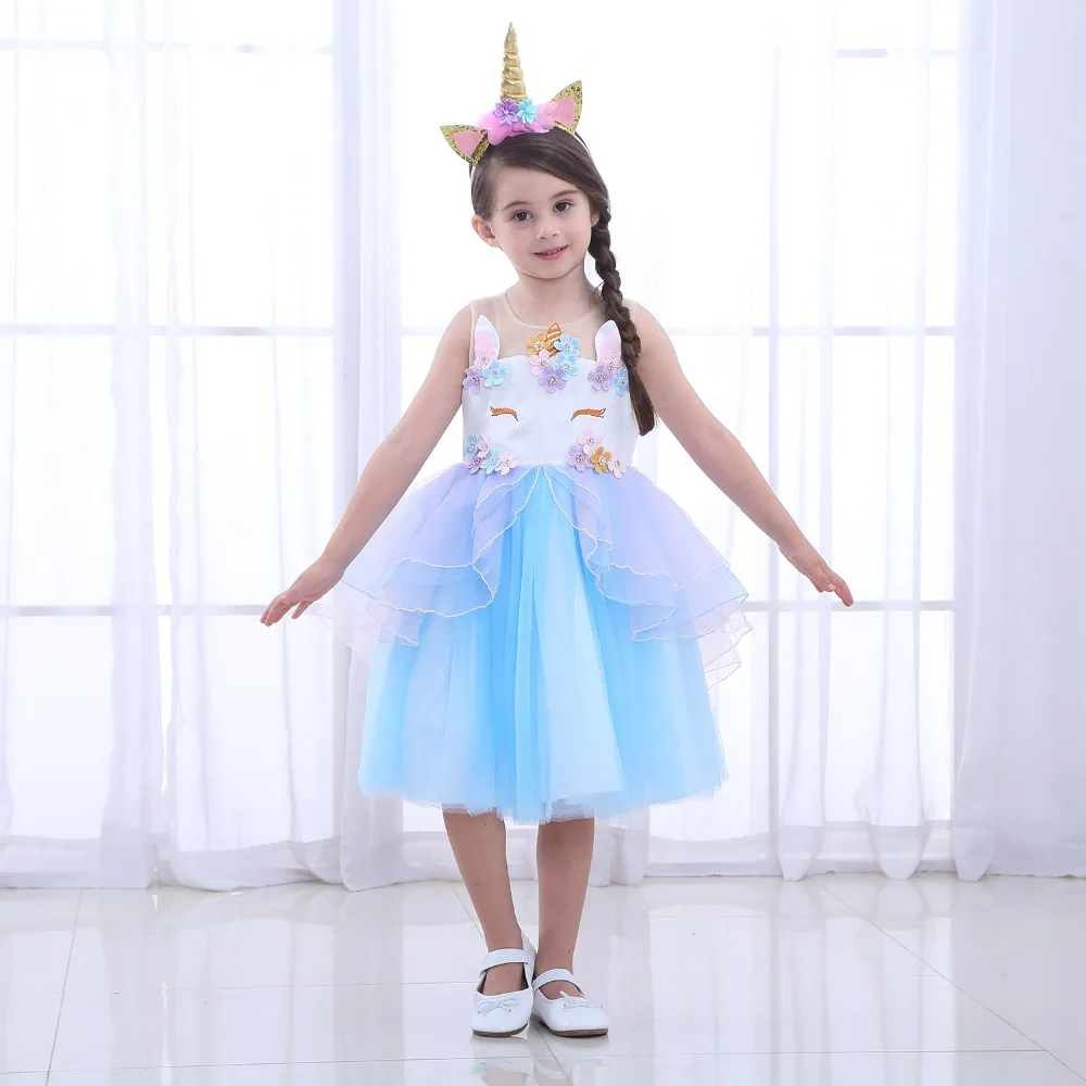 Unicorn Dress Flower Girls Unicorn Tutu Dress Princess Girls Christmas Dress Children Unicorn Party fantasia Girls Dress