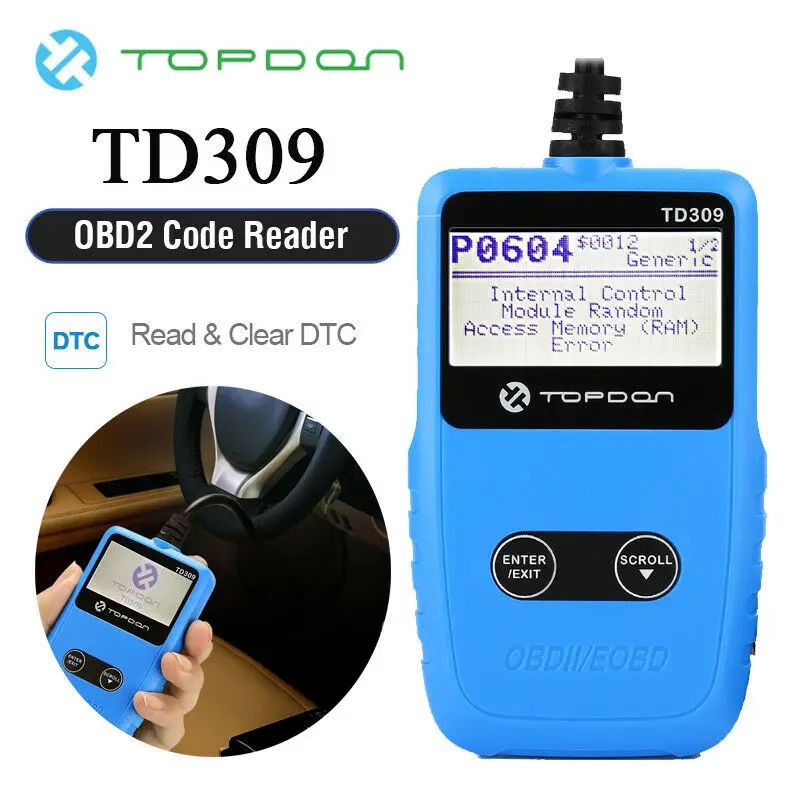 TOPDON OBD2 сканер TD309 автомобильный код для считывания кодов для DTCs, светильник для проверки двигателя, стоп-рамка, автомобильный диагностический инструмент