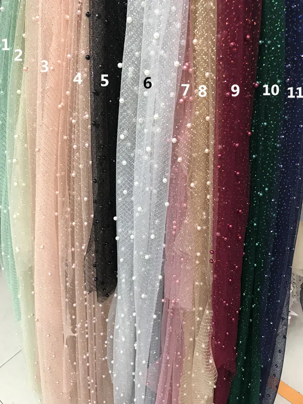 

ZH-7231 Top sale glued glitter sequins lace fabric high quality African French net tulle Lace Fabric with beads