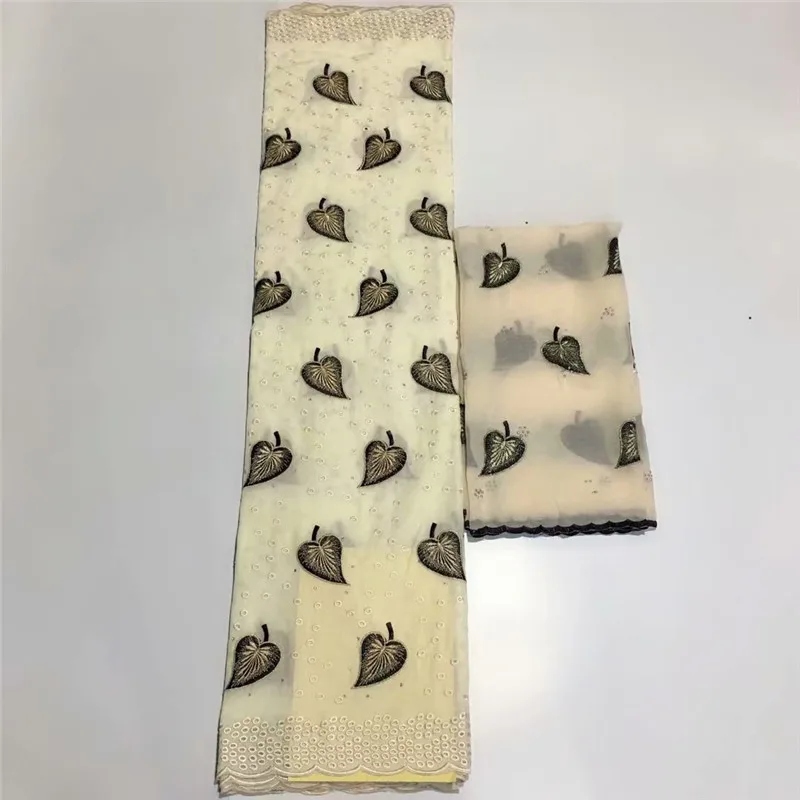 

LC!Newest Black/White Nigeria African Lace Fabric Embroidery Cotton 7 Yards High Quality Swiss Lace Fabric with Stones ! P121628