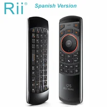 Orijinal Rii i25 İspanyolca mini klavye sinek fare uzaktan kumanda programlanabilir için android TV kutusu yangın TV akıllı TV