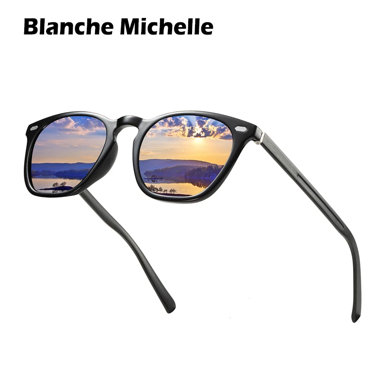 Blanche Michelle Plastic Titanium Frame Polarized Sunglasses Men Square UV400 Sun Glasses Men's Driving gafas de sol hombre