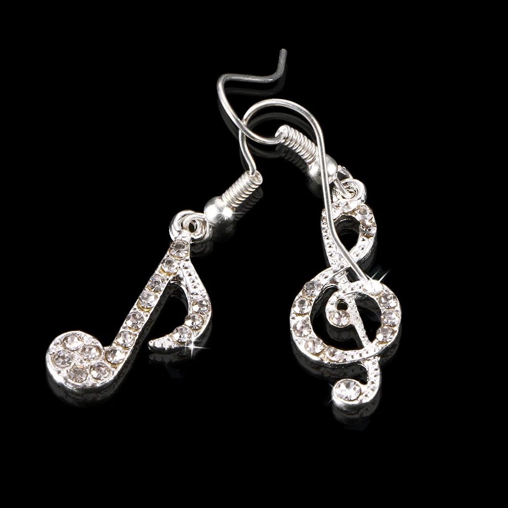 

New 1 pair Funk Trendy Music Note Drop Earring Fashion Crystal Dangle Earrings Party Jewelry Women Gift pendientes mujer moda