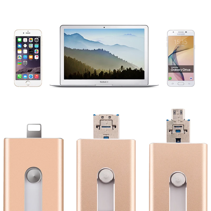 Флеш накопитель USB 3 0 OTG Pendrive 64 ГБ 32 для iPhone 8/6/6 s/7 с реальной емкостью флэш памяти