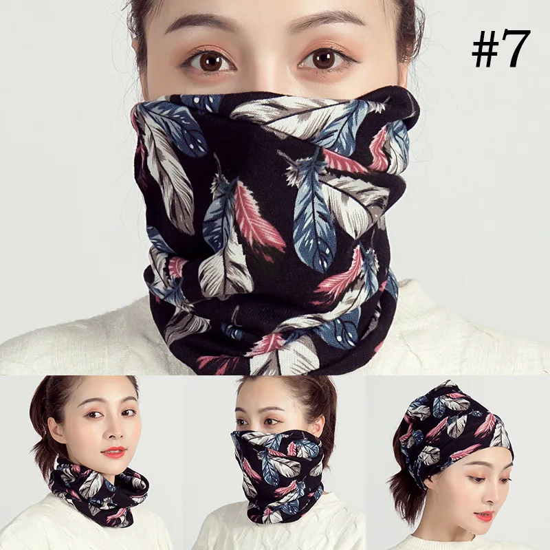 Зимний женский шарф, мягкие хлопковые кольца на шею, мягкая теплая маска для лица для девочек, foulard femme - Цвет: C7