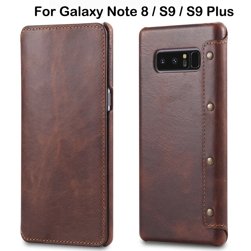 Luxury Business Style Genuine Real Leather Wallet Case For Samsung Galaxy Note 8 Flip Leather Cover For Samsung Note 8 S9 Plus