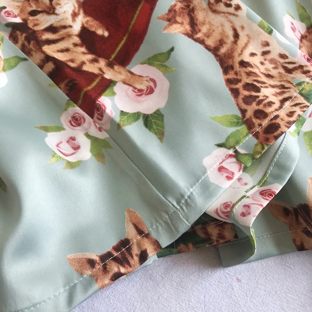 Новая горячая распродажа Пижамный комплект женские сексуальные слинг пижамы Шорты принтом в виде кошачьей мордочки cat костюм t3+ 3