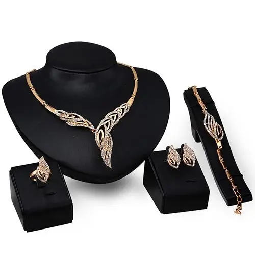 

Hot Wedding Bridal Party Wavy Rhinestone Choker Necklace Bracelet Ring Earrings Set indian jewelry set wedding bridal jewelry