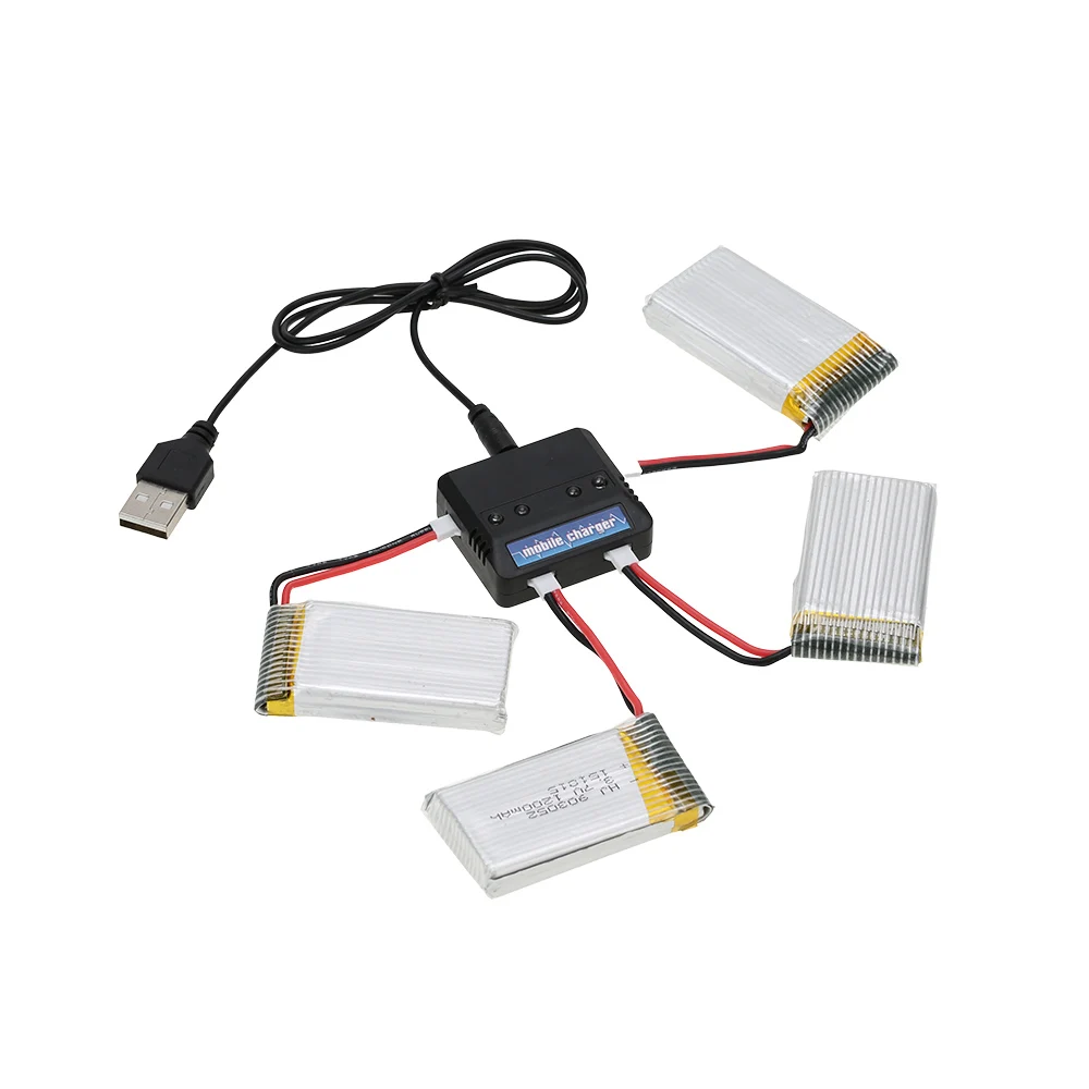 

4 in 1 Charger Set with 4pcs 3.7V 1200mAh Lipo Battery for Syma X5SW X5SC RC Quadcopter Syma Battery 3.7v