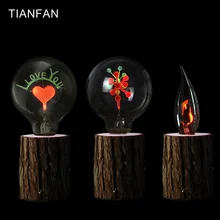 TIANFAN лампочка эдисона, светильник в форме свечи, лампа с огненным огнем и хвостом, Ретро Декор, лампа в форме снежинки, креативная лампа в форме сердца
