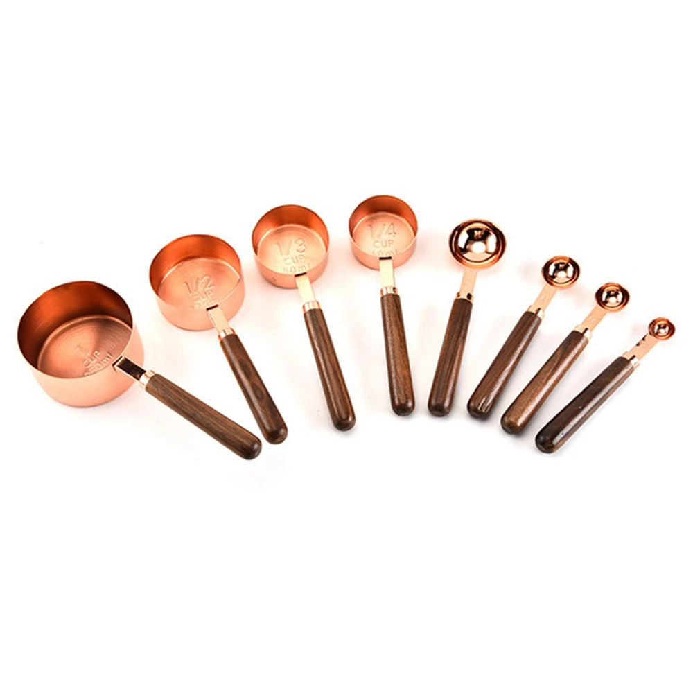 

4Pcs Stainless Steel Measuring Cup Tea Coffee Metal Measuring Spoon Scoop For Cooking Kitchen Accessories Measuring Tools Set