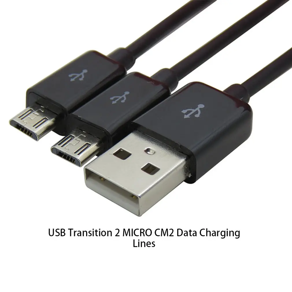

High Quality Black USB 2.0 to Dual 2 Micro USB 2.0 Male Y Splitter Data Charger Cable Cord Charging Mobile Cable
