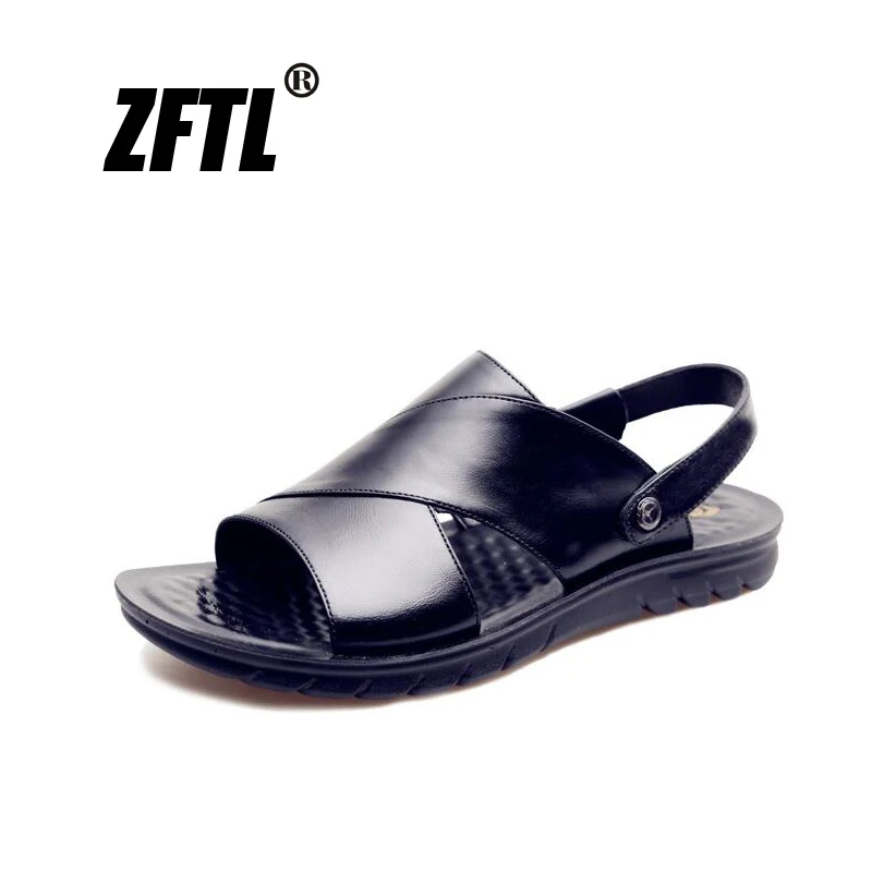 ZFTL/Новинка; мужские пляжные сандалии; мужские повседневные шлепанцы большого размера; мужские сандалии для отдыха из натуральной кожи; нескользящая удобная летняя обувь; 071