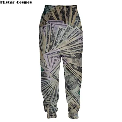 PLstar Cosmos, забавные весенние штаны с 3D рисунком денег, с принтом долларов, для женщин и мужчин, палаццо, джоггеры, повседневные спортивные штаны, Прямая поставка - Цвет: PA010