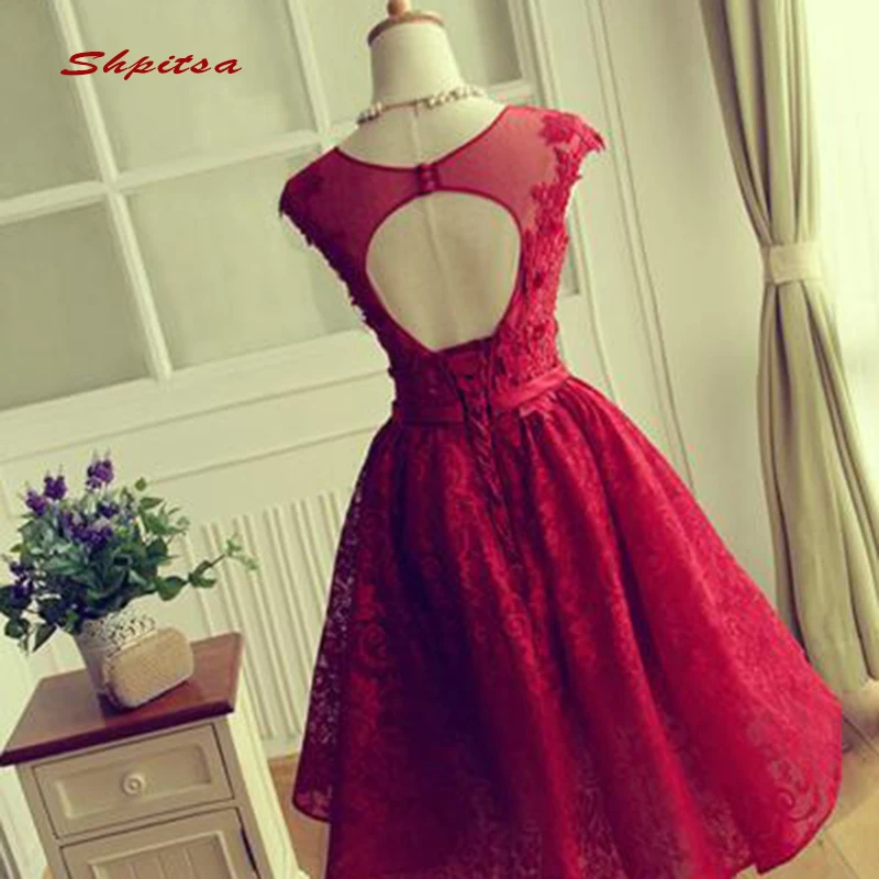 Красные кружевные короткие коктейльные платья вечерние кружевные выпускные женские Выпускные платья больших размеров мини-платья полуофициального стиля