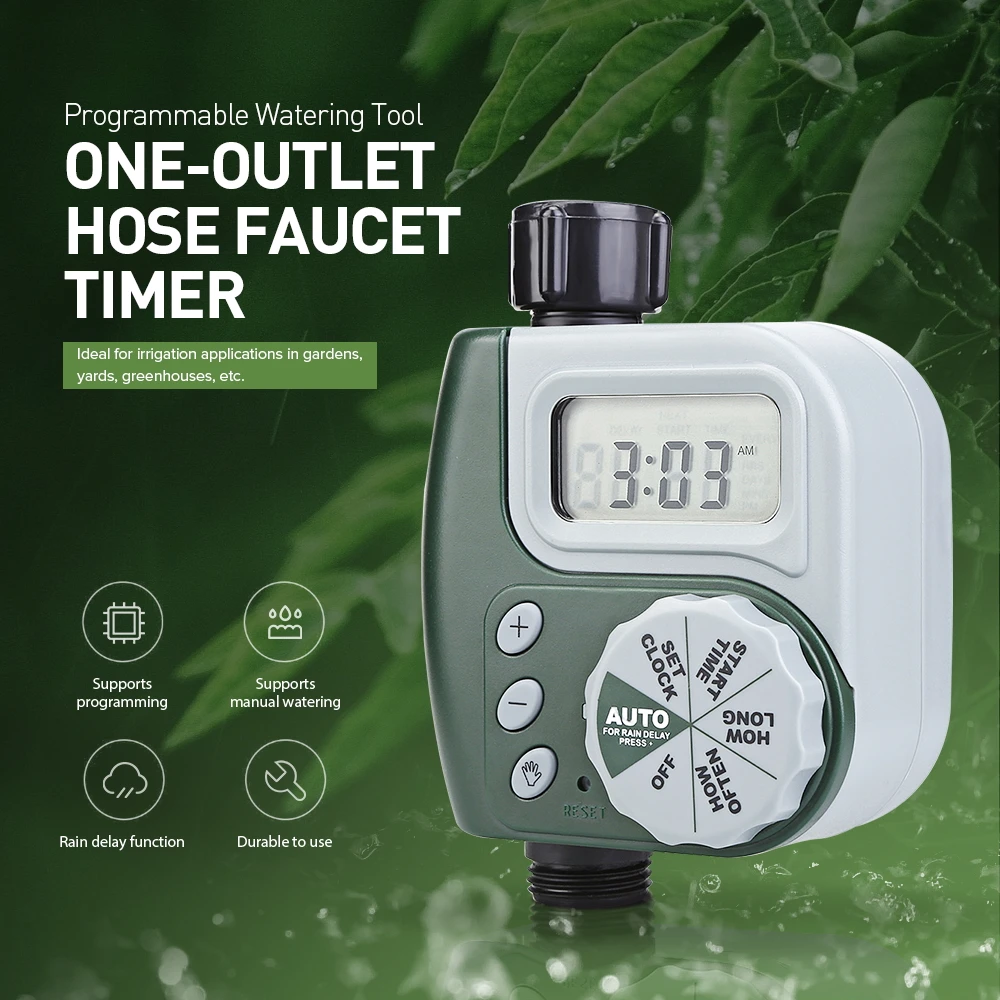 

Original Outdoor Garden Irrigation Controller Solenoid Valve Timer Single Outlet Programmable Hose Faucet Watering Timer System