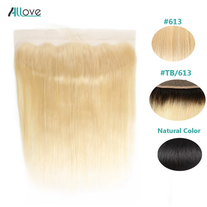 Allove 613 пряди блонд с фронтальной застежкой перуанские прямые волосы Remy