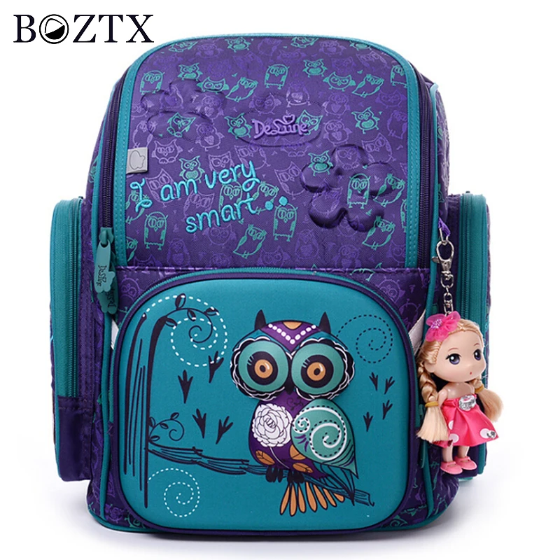 

High Quality Brand School Bags for Girls 3D owl Bear Print SchoolBag Children Orthopedic Backpack Mochila Escolar Birthday Gift