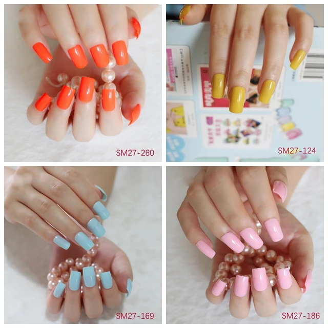 Us 0 89 18 Off 2018 Pure Color 24pcs Orange Yellow Light Blue Light Pink False Nails Acrylic Square Head Long Section Bridal Nails Nail Tip In False Us 0 89 18 Off 2018 Pure Color 24pcs Orange Yellow Light Blue Light Pink False Nails Acrylic Square Head Long Section Bridal Nails Nail Tip In False