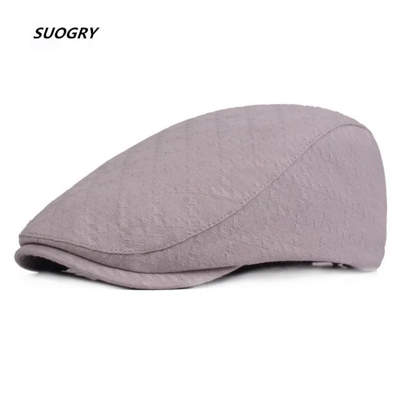 

2018 New Summer Men Casual Solid Color Beret Hat Adjustable Cotton Ultra-Thin Breathable Berets Newsboy Style Cap Free Shipping