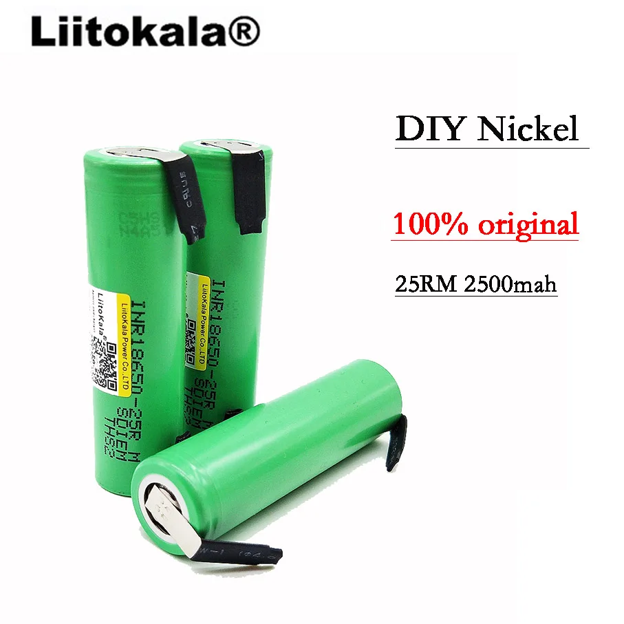 Оригинальный аккумулятор Liitokala 18650 2500 мАч INR1865025RM 3 6 В разряда 20 А выделенный +