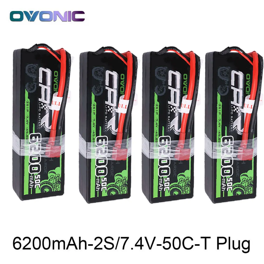 Ovonic RC автомобиль Батарея 6200 мАч 7,4 В LiPo 2S 50C Max 100C Батарея пакет на колесиках для 1:8 1:10 Размеры Bandit Emaxx слэш HPI RC автомобиль - Цвет: 4 Batteries