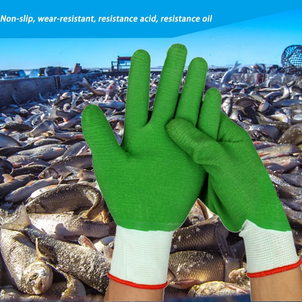 

Durable Latex Rubber Full Finger Labor Work Gloves Non-Slip Wear Resistant Acid Resistant Safety Gloves for Industrial Work