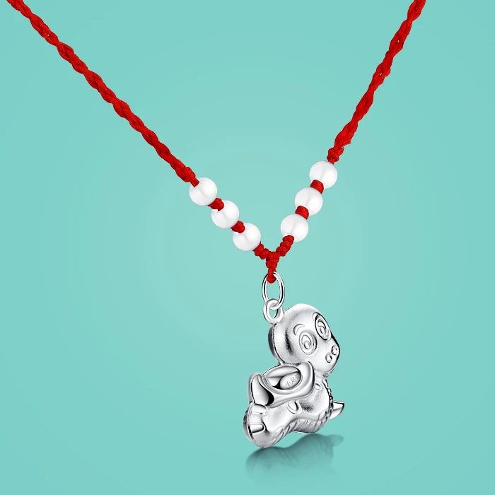 Chinese zodiac pendant necklaces 925 sterling silver snake pendant rope chain unisex Solid