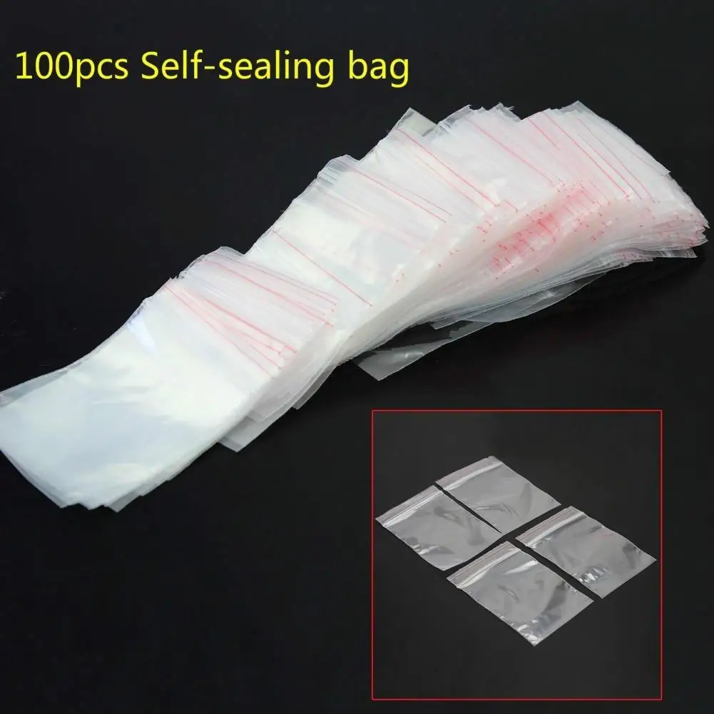 

100pcs/Lot Clear Plastic Press Seal Resealable Small Cellophane Bags Zip Lock Poly Jewelry