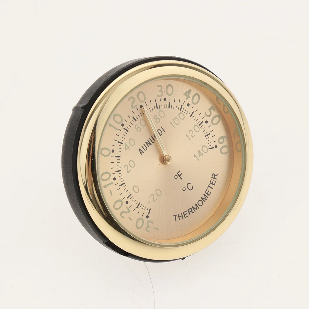 

MagiDeal Mini Car Automobile Digital Clock Thermometer Moisture Meter Car Temperature Clock Accessories Watch Gold